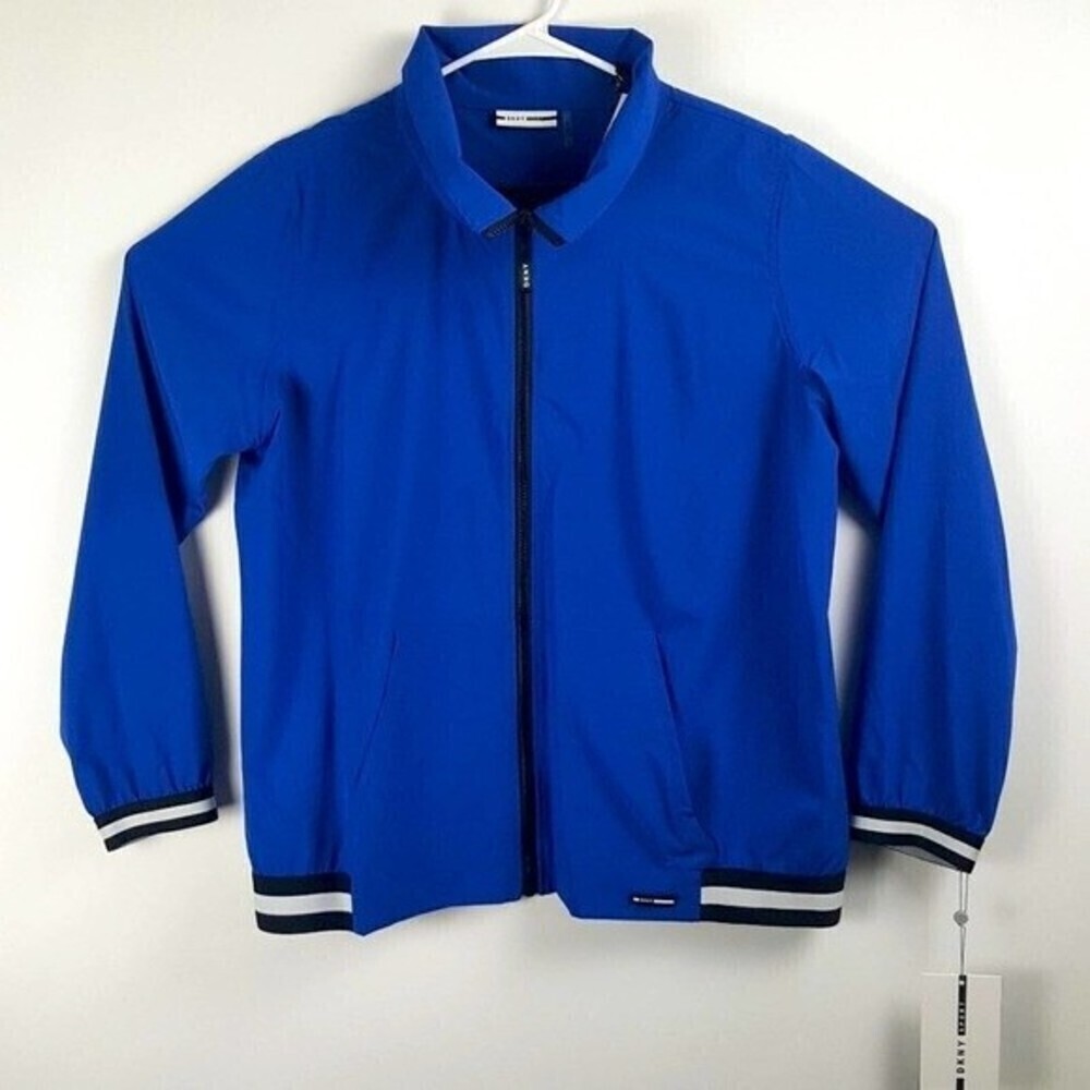 DKNY Sport Windbreaker Jacket Mens Extra Large XL Blue Zip Up Lightweight